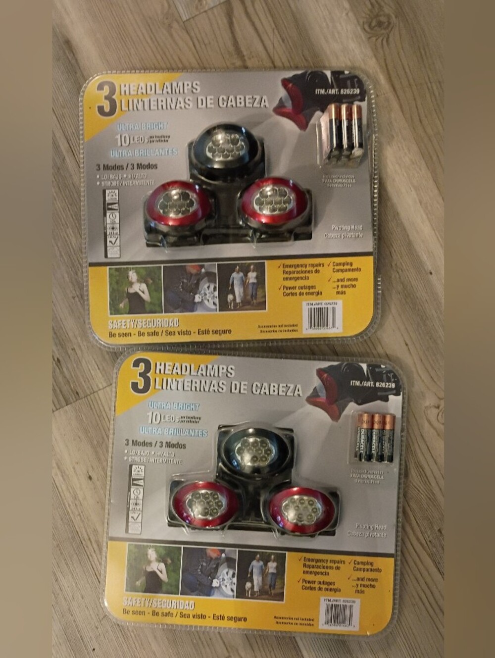 3-Pack LED Headlamps in Black and Red